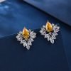 Yellow Flowered Cubic Zirconia Earrings