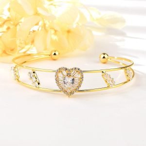 Love Heart Cubic Zirconia Bangle