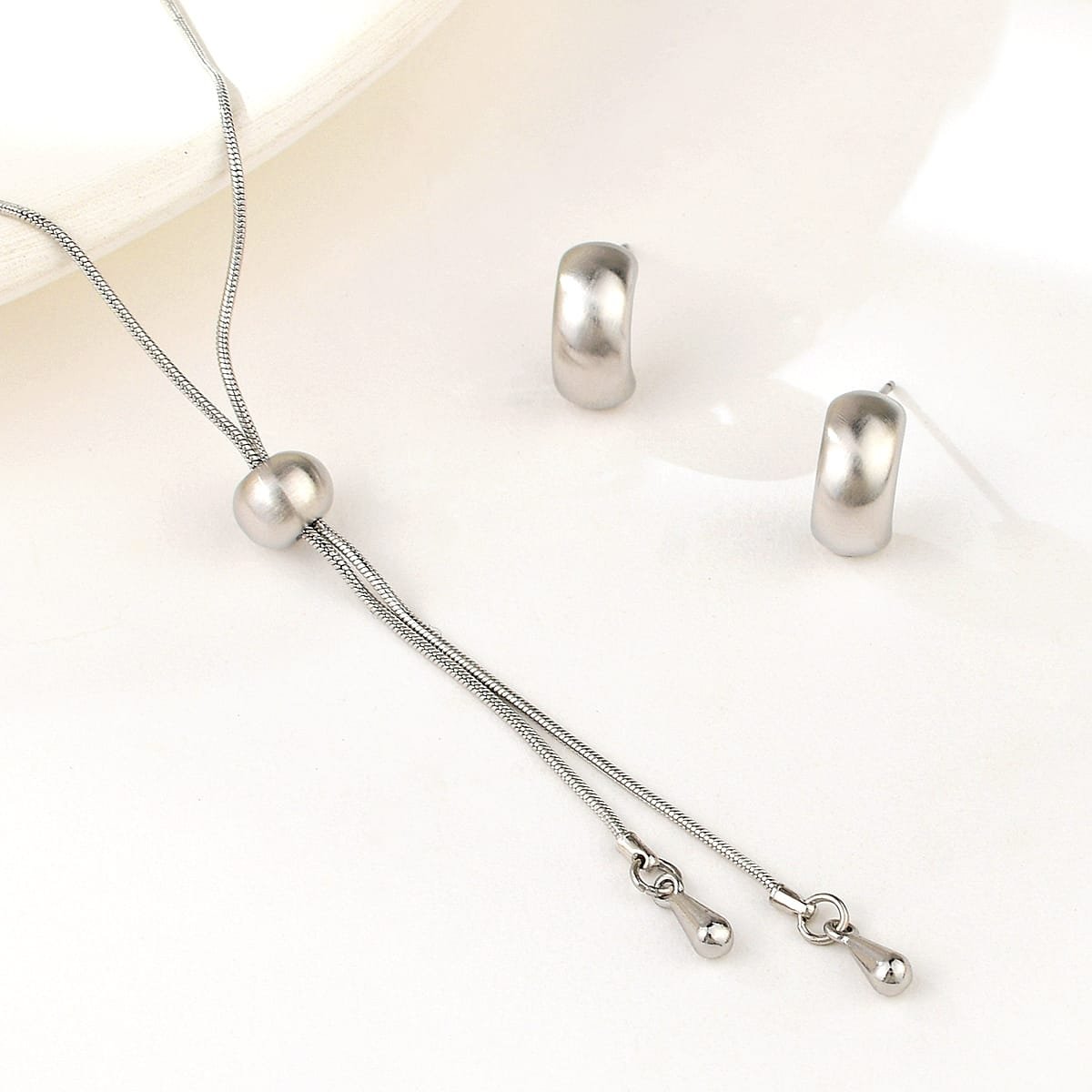 Silver Drop 2 Piece Necklace