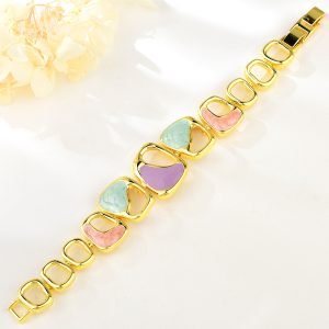 Geometric Multi-Colour Gold Plated Bracelets