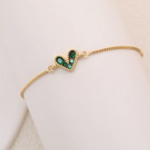 Romantic Heart Green Zirconia Bracelets