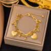 Heart Charm Bracelet -18K Gold Plated Steel