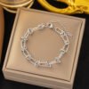 Silver Lock Bracelet -18K Gold Plated Steel