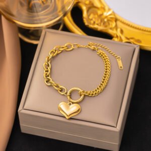 Heart Lock Bracelet -18K Gold Plated Steel
