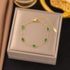 Emerald Bracelet -18K Gold Plated Steel