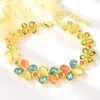 Flowered Multicolor Bracelet -18K Gold Plated Steel